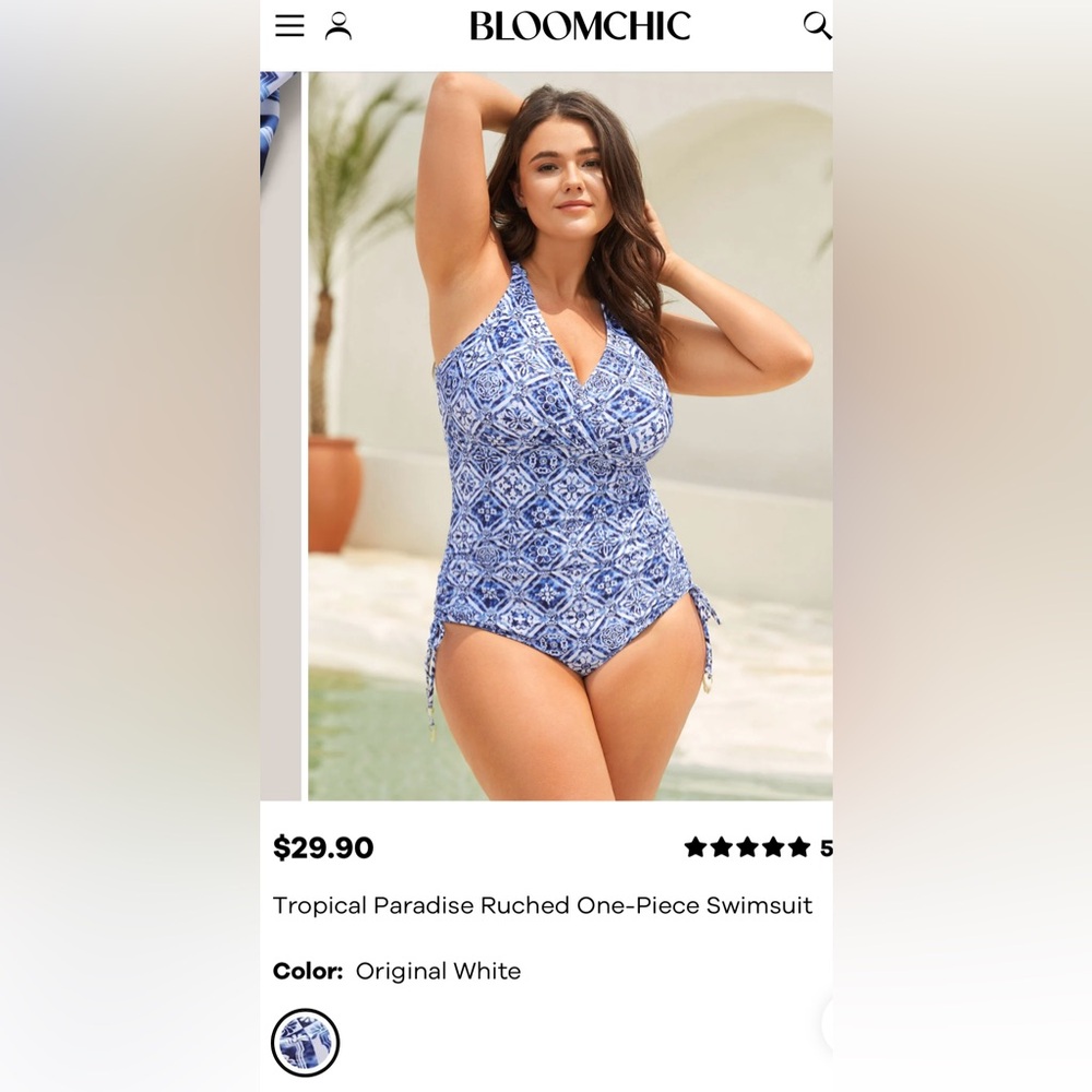 Nwt bloomchic blue ruched swimsuit